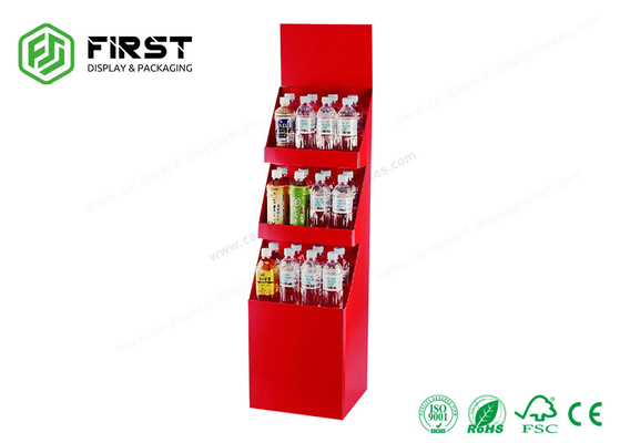 Customized Printed Logo Folding Promotion Cardboard Floor Display Stands For Bottles