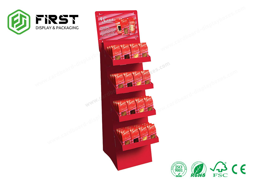 Foldable Full Color Printed Custom Cardboard Floor Display Shelf For Retail Promotion