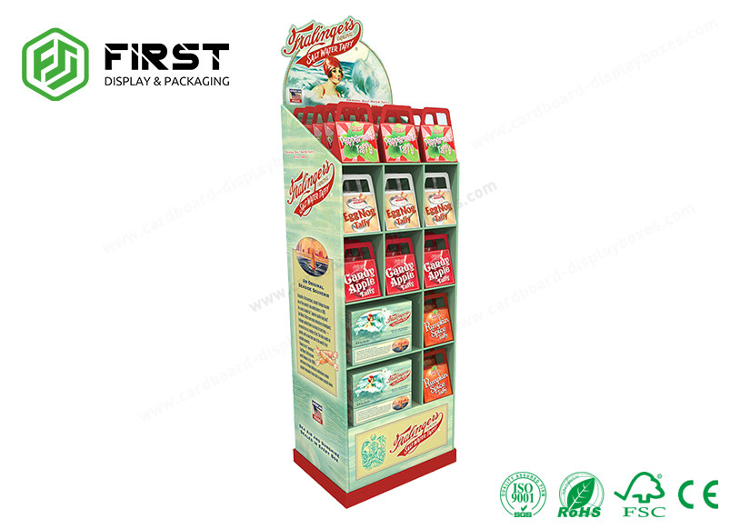 Foldable Full Color Printed Custom Cardboard Floor Display Shelf For Retail Promotion