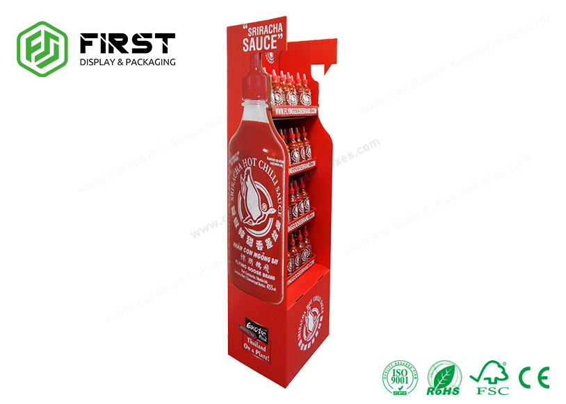 Customized Printed Logo Folding Promotion Cardboard Floor Display Stands For Bottles