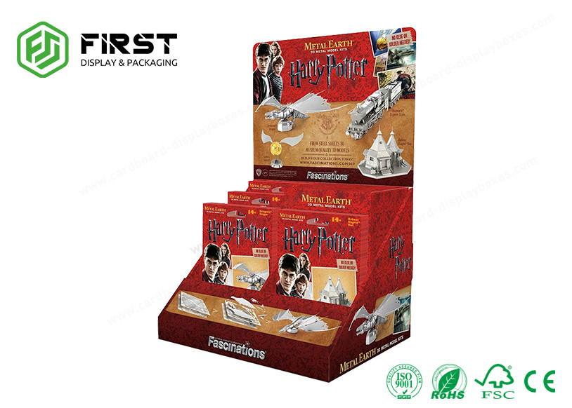 Corrugated 4C CYMK Printing Custom Recycled Cardboard Counter Display Boxes With UV Coating