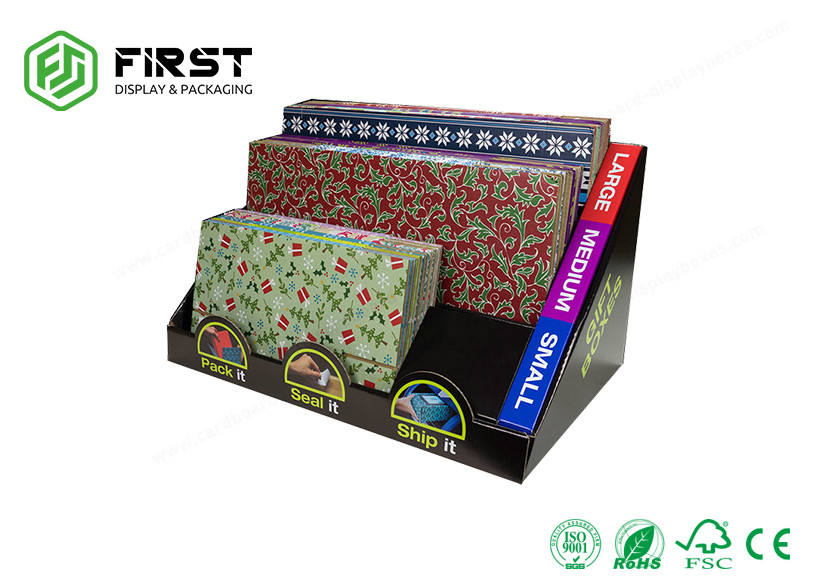 Corrugated 4C CYMK Printing Custom Recycled Cardboard Counter Display Boxes With UV Coating