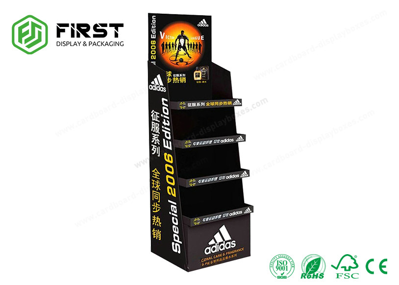 POS Promotion Retail Folding Cardboard Shelf Paper Floor Display Stand Custom Made