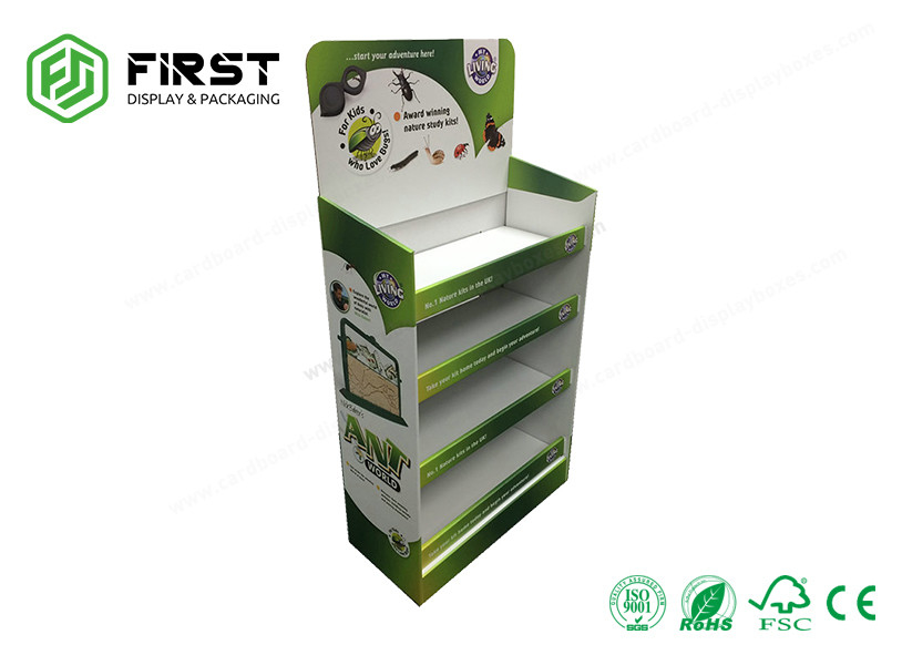 POS Promotion Retail Folding Cardboard Shelf Paper Floor Display Stand Custom Made
